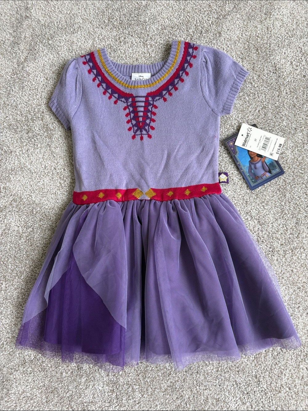 Disney Wish Lavender Knit Sweater with Gold and Red Accents